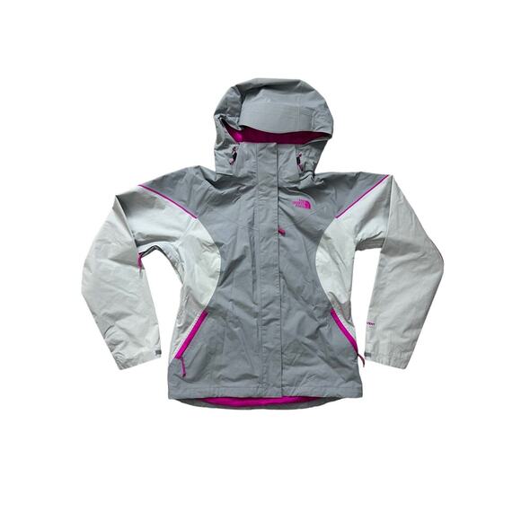 THE NORTH FACE Size Small S Women’s Gray Pink HyVent Hooded Jacket Windbreaker - Picture 1 of 10